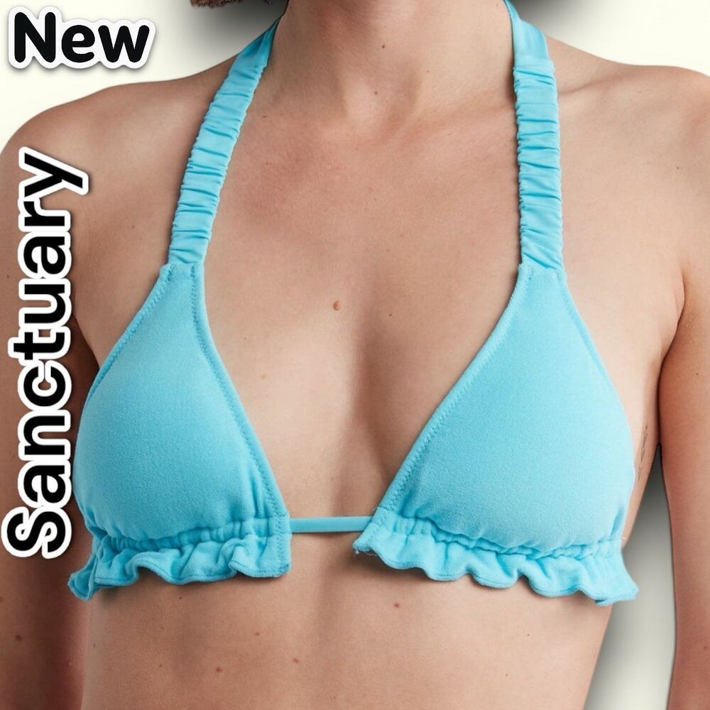 New NWT Women's Sanctuary Halter Two-Piece Swimsuit Blue Curacao - XL